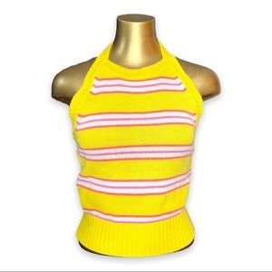 My Michelle Racer Stripe Retro Halter Contrast Sweater Knit Top Large